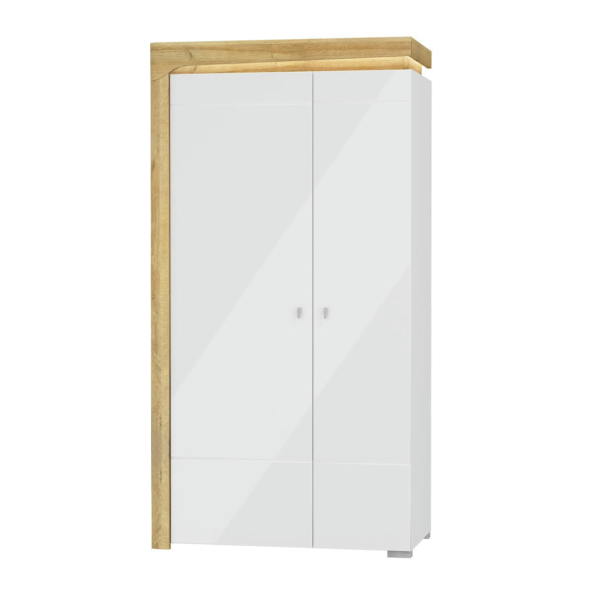 - Armoire 2 portes LED inclus stratifiés blanc et naturel