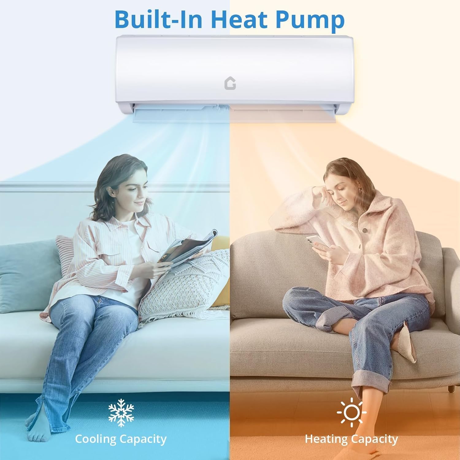 Garvee 11500 BTU Mini Split AC/Heating System, 115V WIFI Enabled Energy Efficient Mini Split Unit,Wall-Mounted Split Air Conditioner,Cools Up to 750 Sq.Ft, Heat Pump & Installation Kits