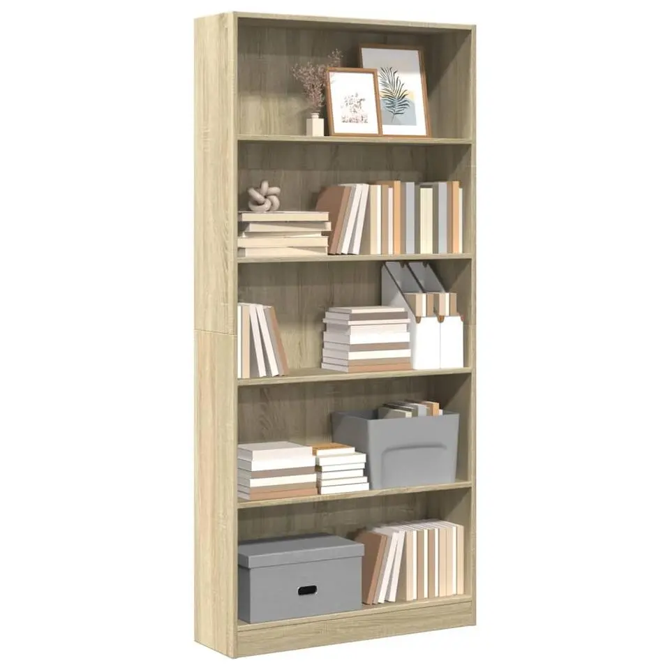 vidaXL - Boekenkast met 5 vakken - Sonoma eiken - Bewerkt hout - 80x24x176 cm
