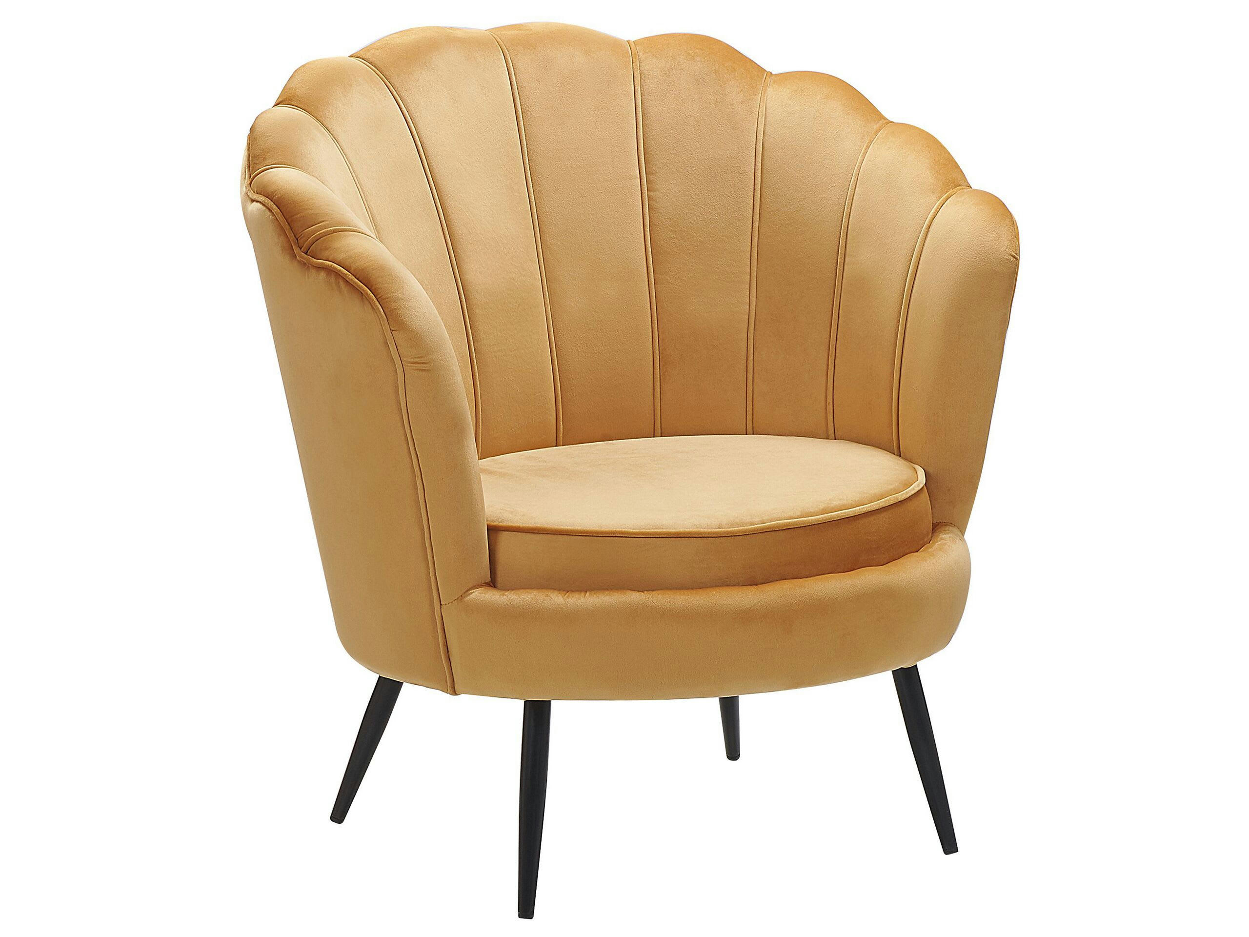 LOVIKKA - Fauteuil fleur en velours jaune