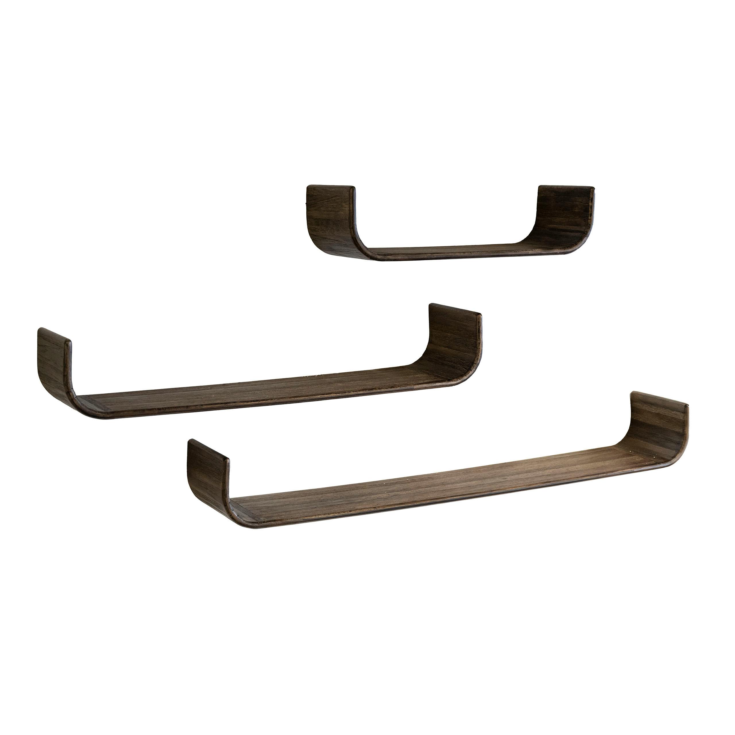 Étagère en U bois de teck recyclé foncé (lot de 3) YOGI