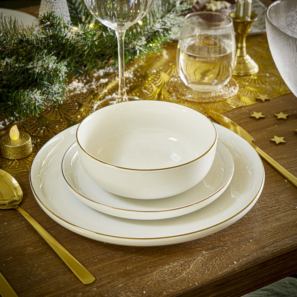 Coupelle Oslo faïence blanche avec bord doré Ø20cm