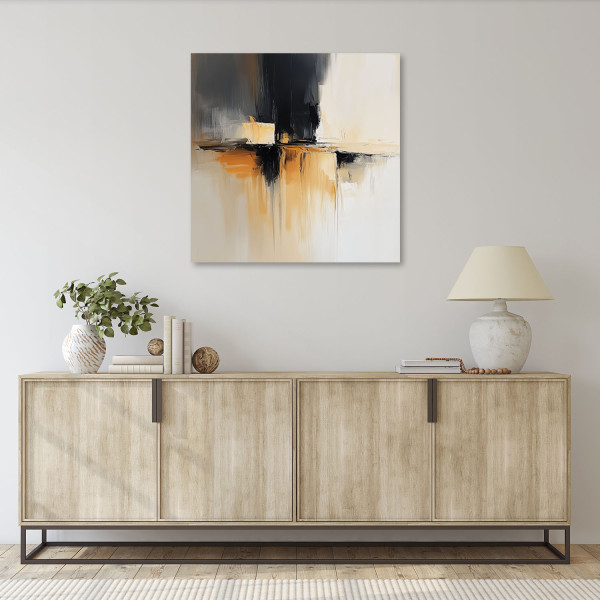 Obraz do salonu sypialni loft, Abstrakcja beżowy pomarańczowy 20x20