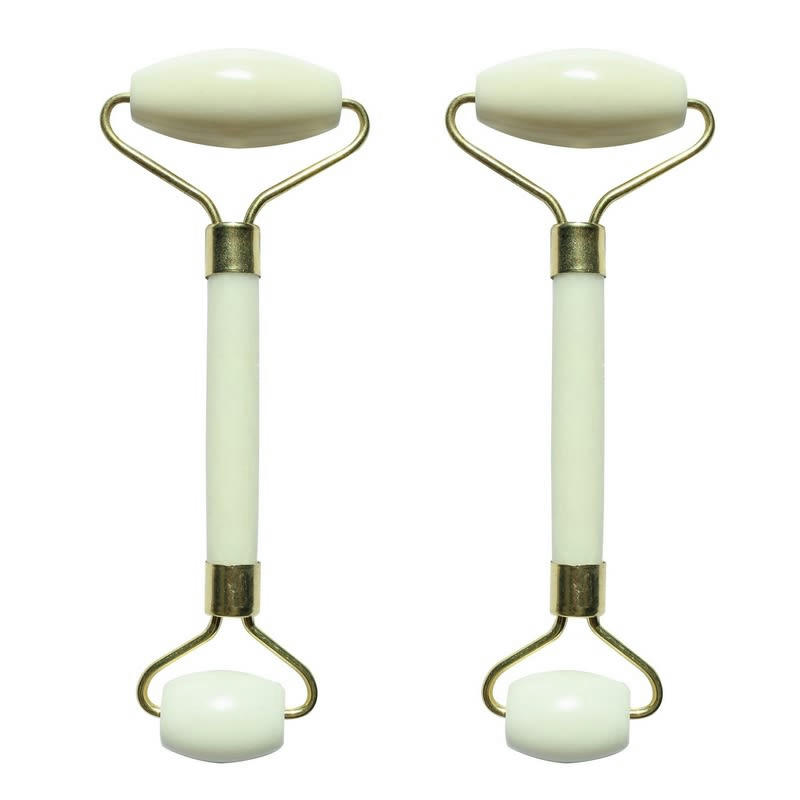 - Set de 2 masseurs visage en pierre de jade blanc