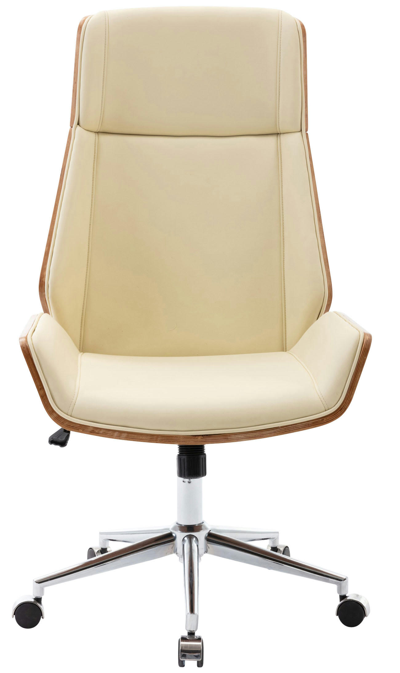 BREDA - Chaise de bureau réglable en similicuir Noyer / Crème