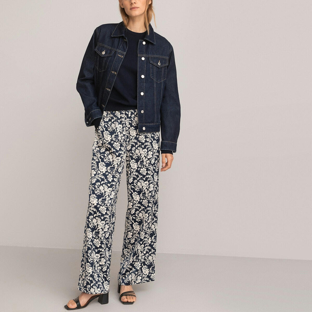 Pantalon large, imprimé fleurs