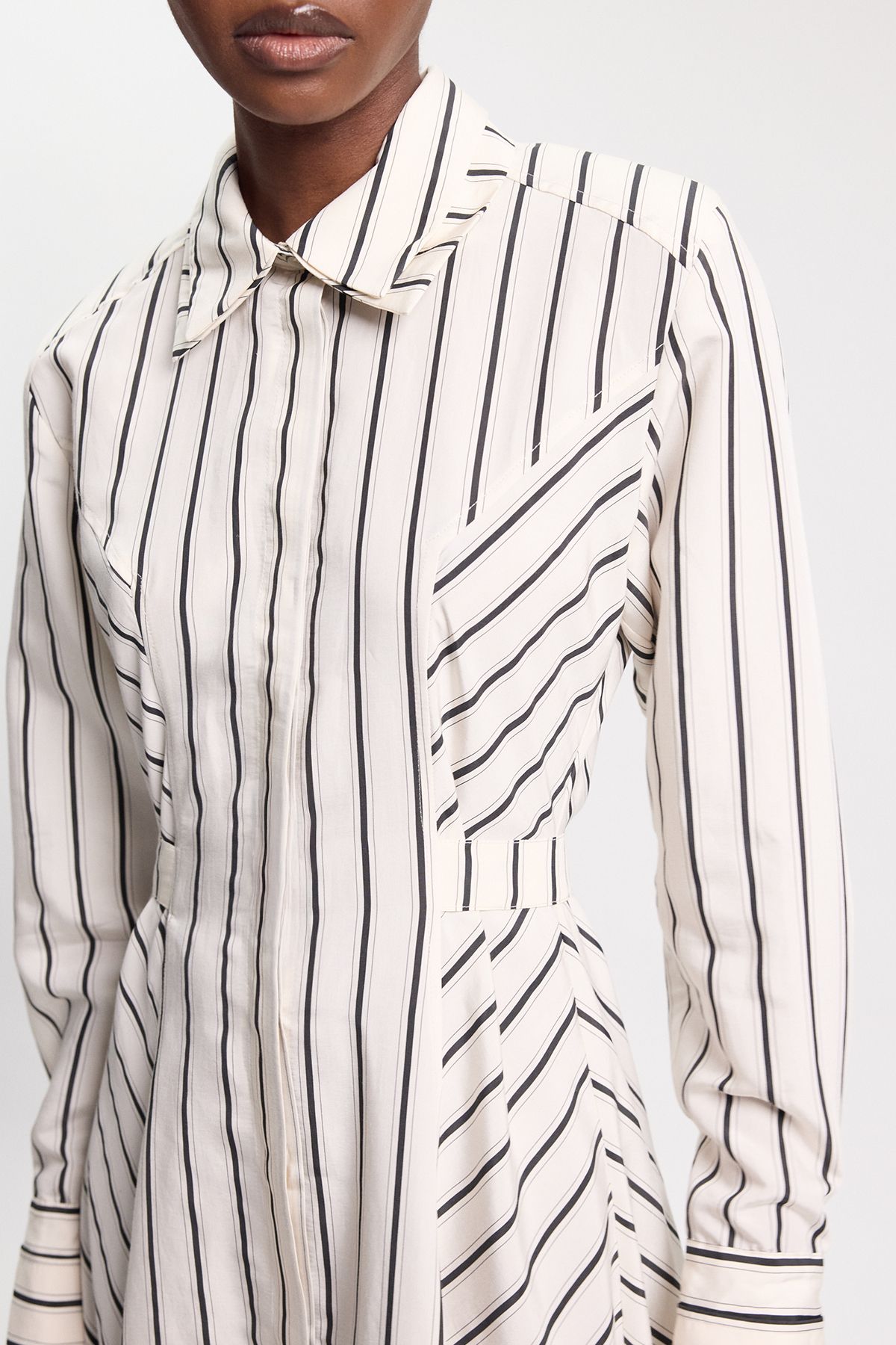 KarenMillen Collared Stripe Midi Dress