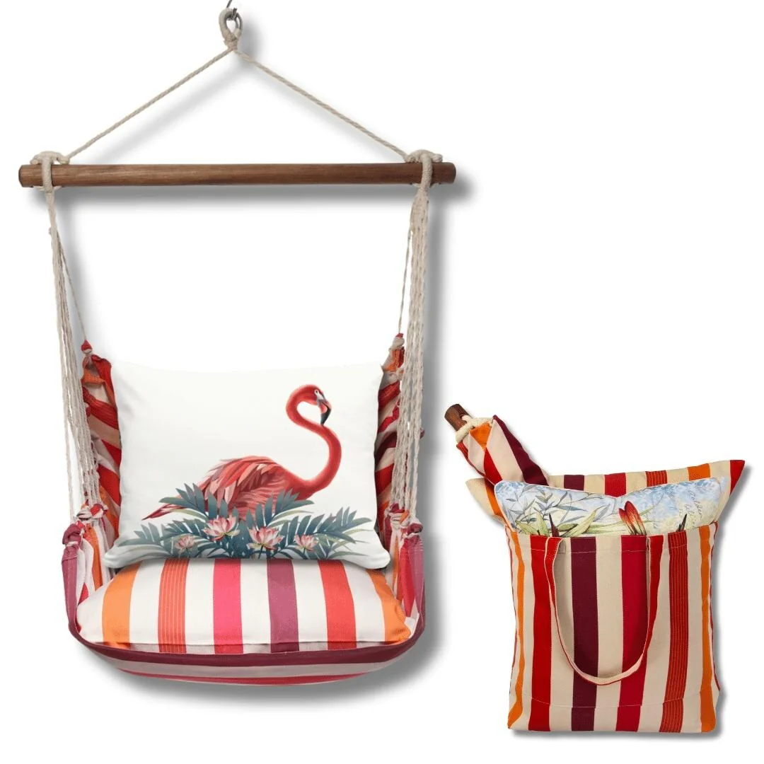 Magnolia Casual Swing Set 4 piece - Cristina Stripe w/ Vivid Flamingo Pink