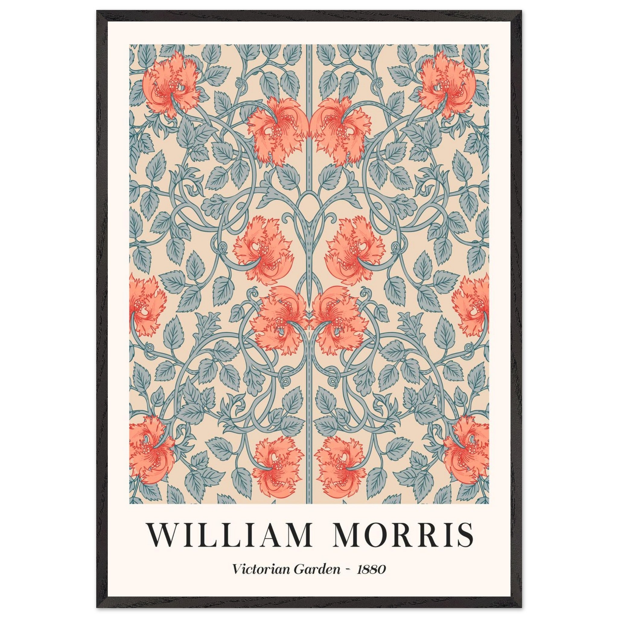 Artfulprints Poster met Lijst William Morris - Victorian garden 1880  - 70x100 cm - Meerkleurig
