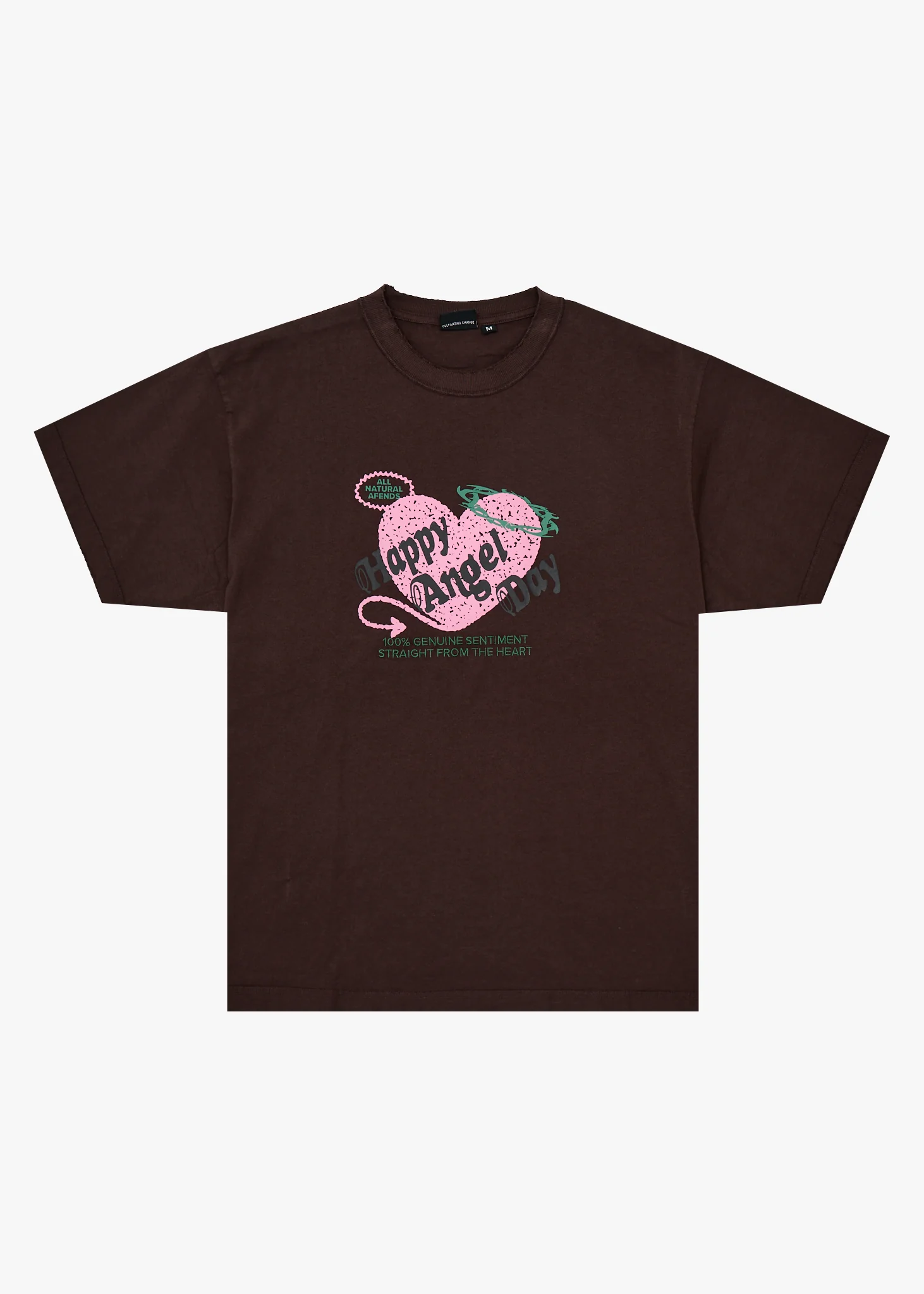 AFENDS Mens Genuine Sentiment - Heavyweight Boxy Tee - Washed Coffee