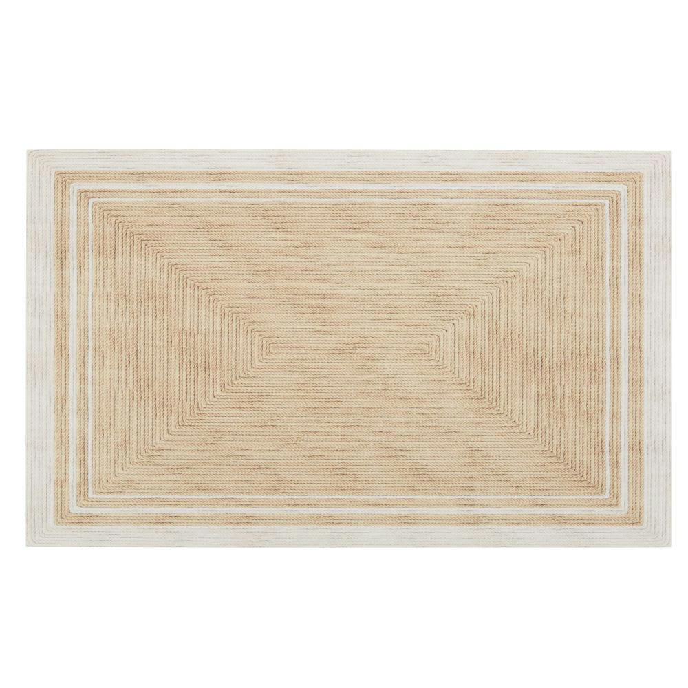 JUTANI - Tapis en vinyle imprimé beige et blanc 50x80