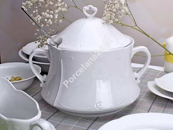 Serwis obiadowo - kawowy na 12 osób (108 el) Chodzież - Kamelia C000 Biała