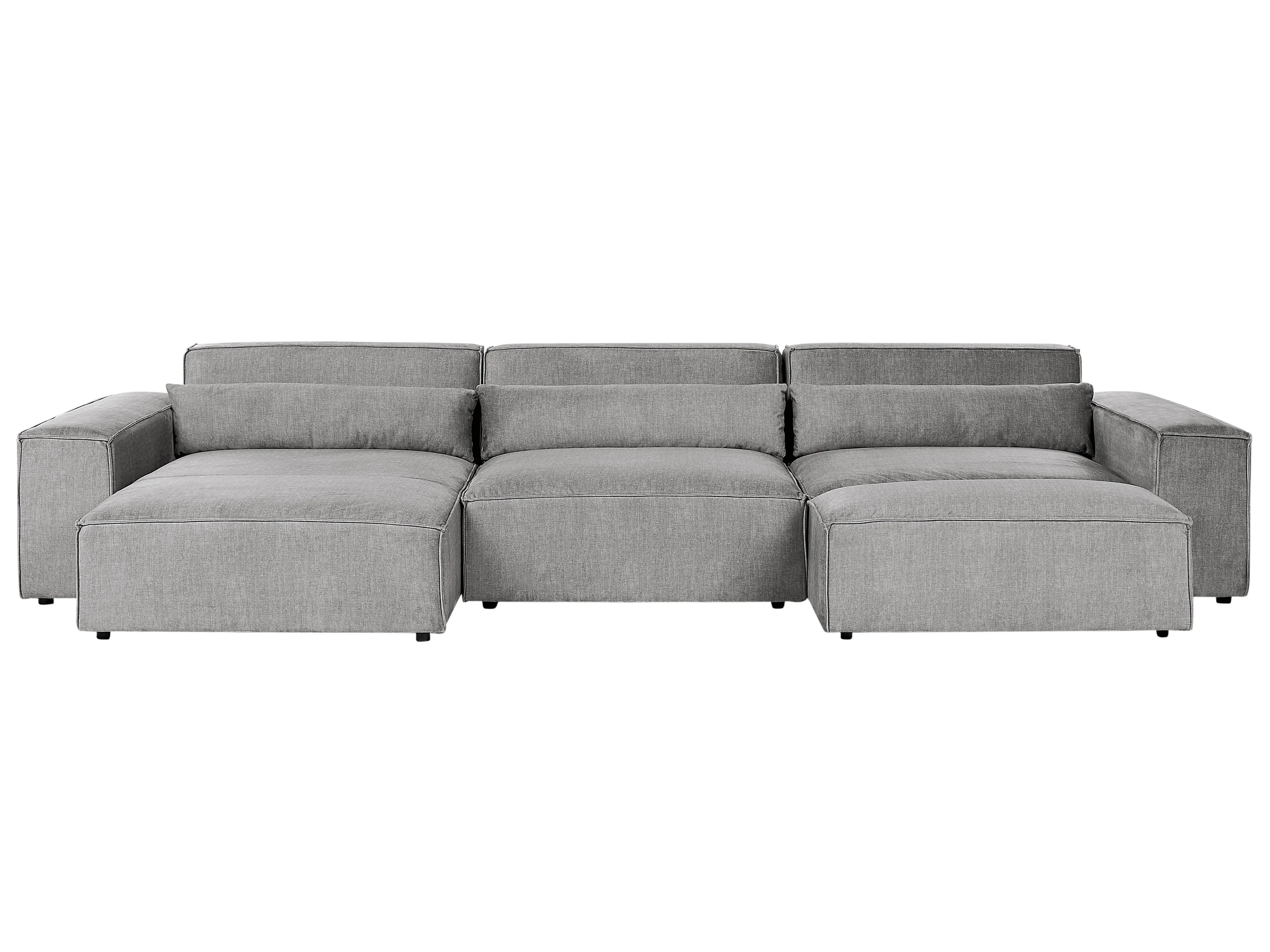 Modular Corner Sofa 5 Seater HELLNAR Fabric Grey with Ottoman Right Hand