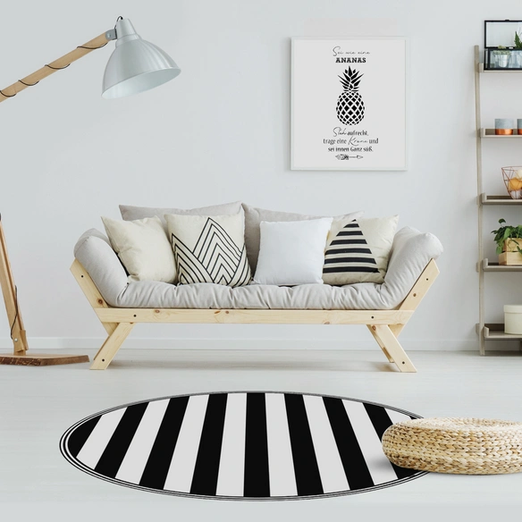 Vinyl Teppich »Perry«, BxL:136 cm x 136 cm, schwarz|weiß