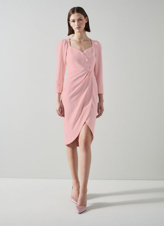 Nicola Pale Pink Recycled Crepe Asymmetric Dress