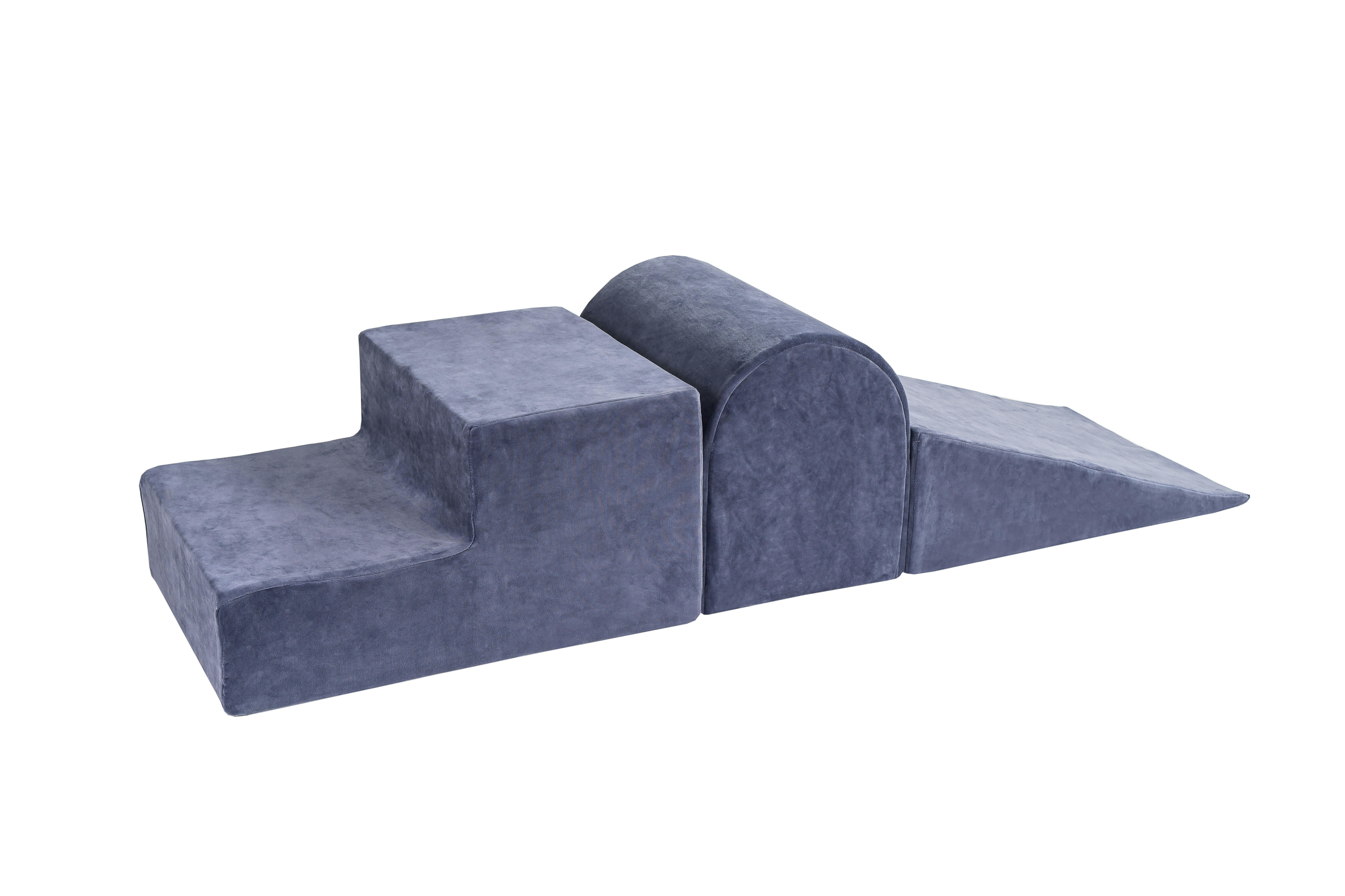 - Aire de Jeux 3 éléments 145x45cm, Velours, Bleu gris