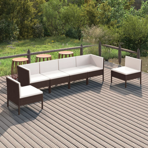 Zestaw wypoczynkowy do ogrodu Brąz Technorattan 2x narożna   4x sofa