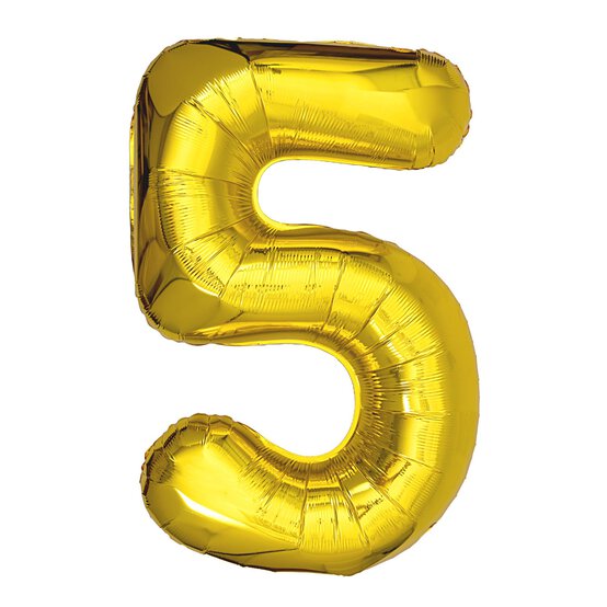 Extra Large Gold Foil Number 5 Balloon