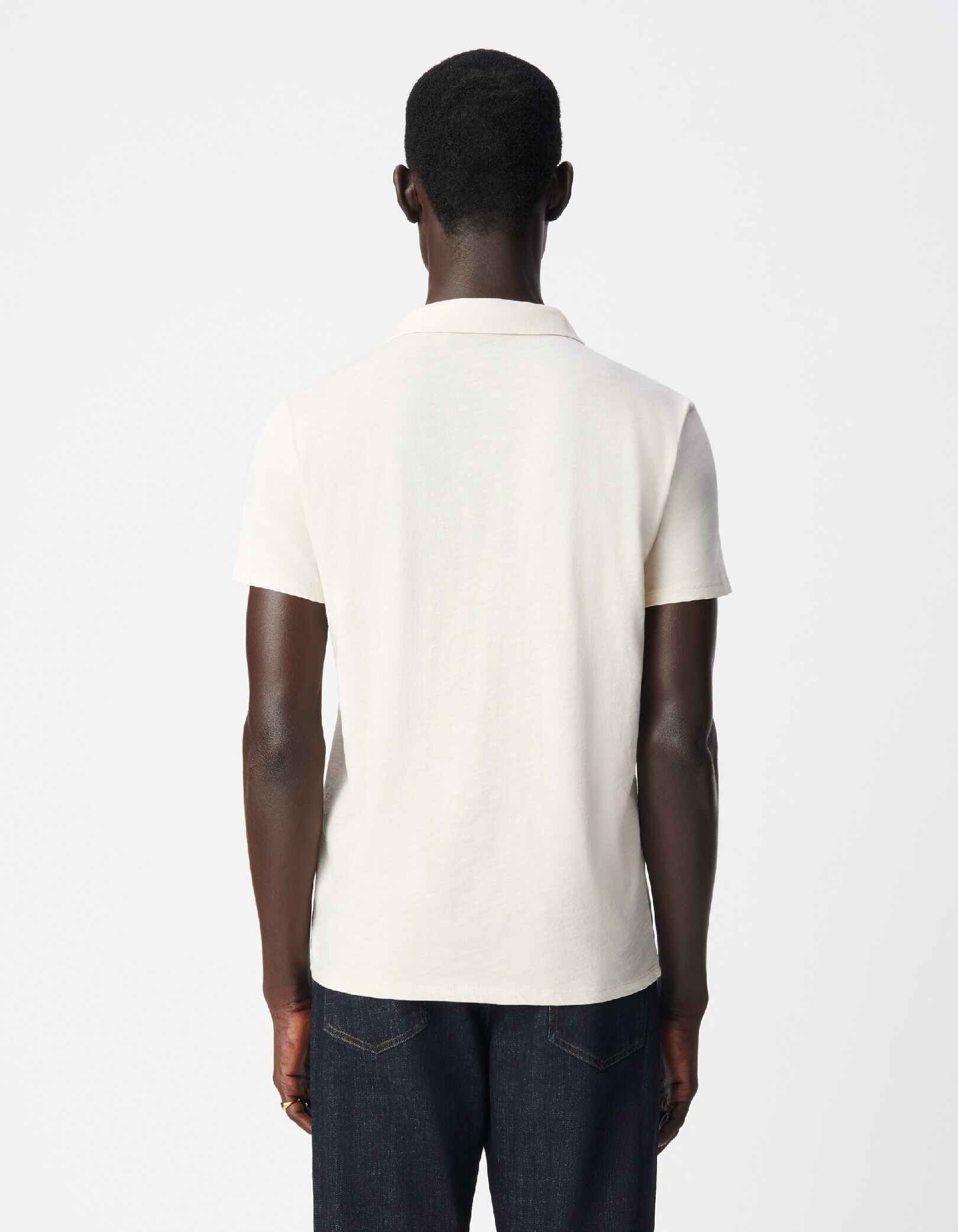 Polo manches courtes beige coton bio flammé Homme