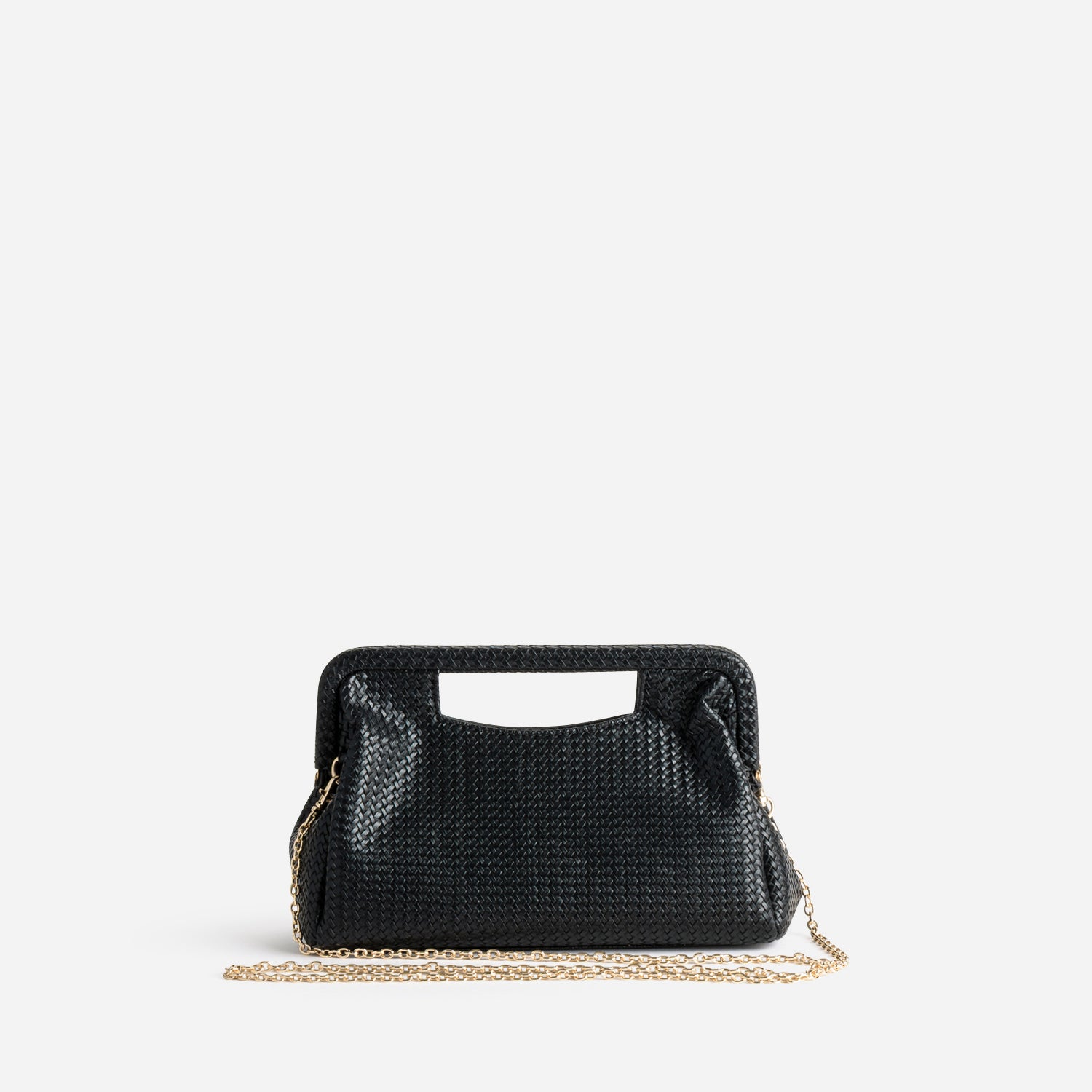 Sac pochette noire embossage tressé