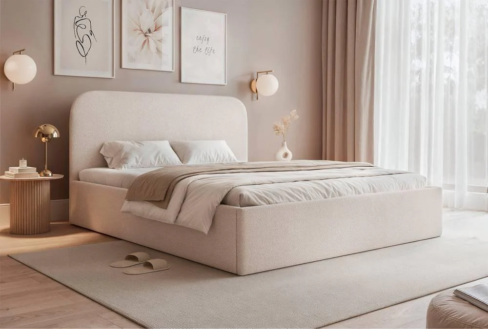 Bedframe Fia 140x200 chenille met opbergruimte