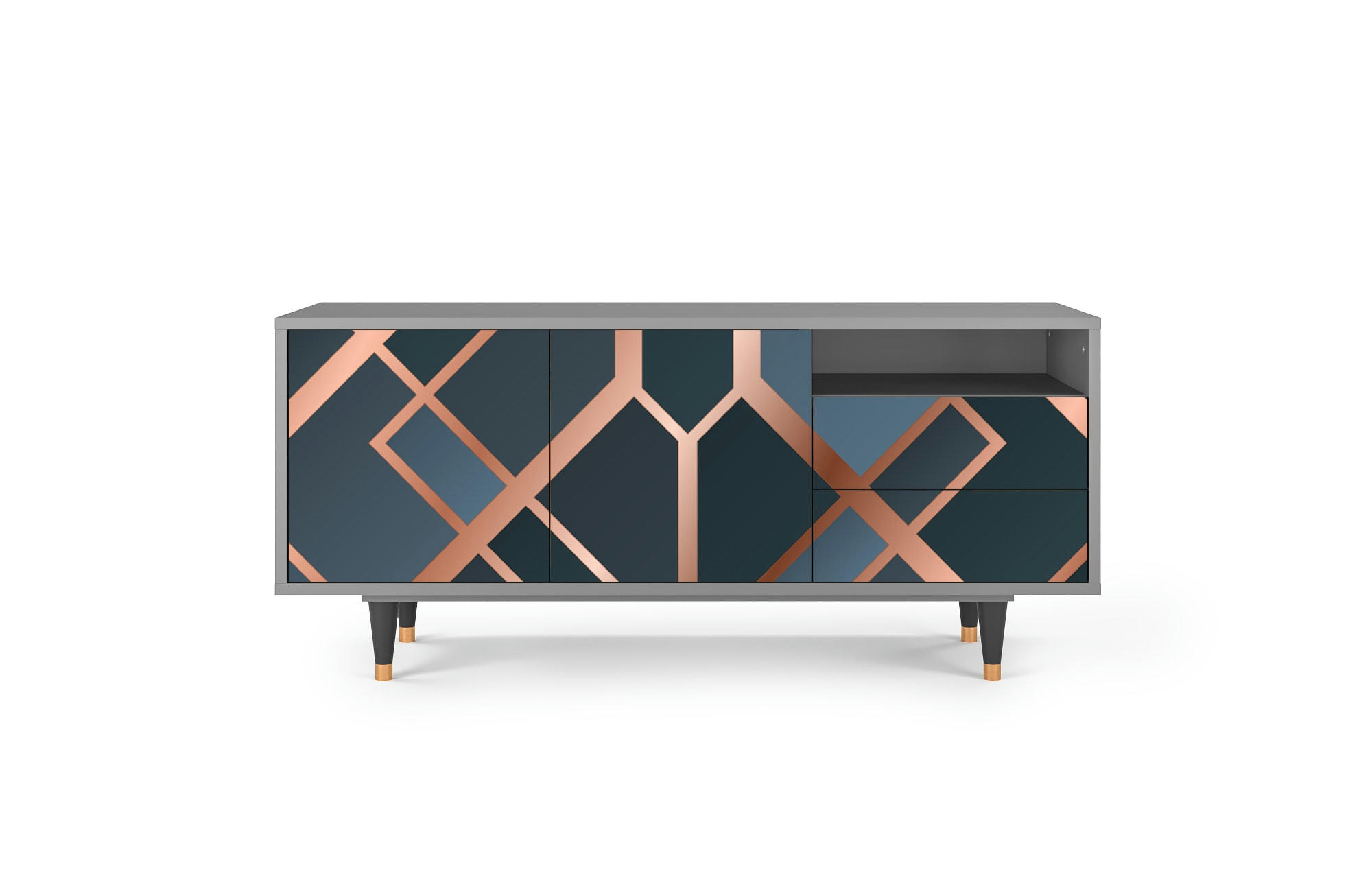 ASHY 1920' - Meuble TV  bleu-vert 2 tiroirs et 2 portes L 125 cm