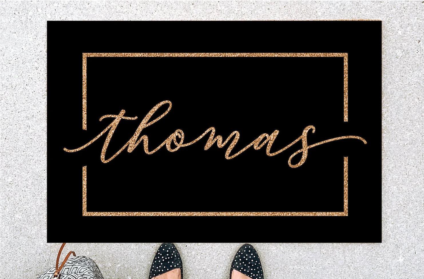 Black Doormat, Black welcome mat, custom last name doormat, personalized doormat, modern black doormat
