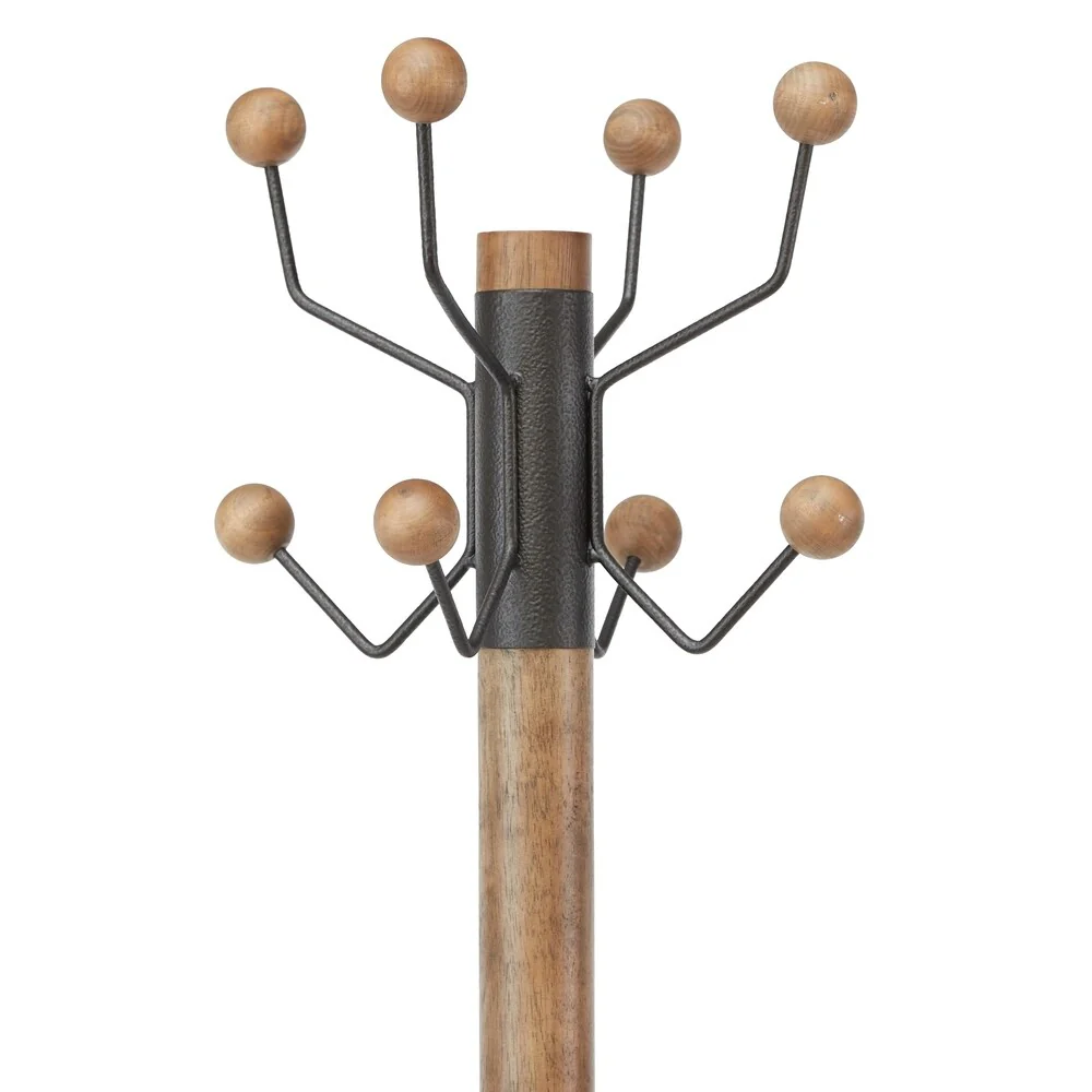 Greta Modern 12 Hook Coat Rack, Black