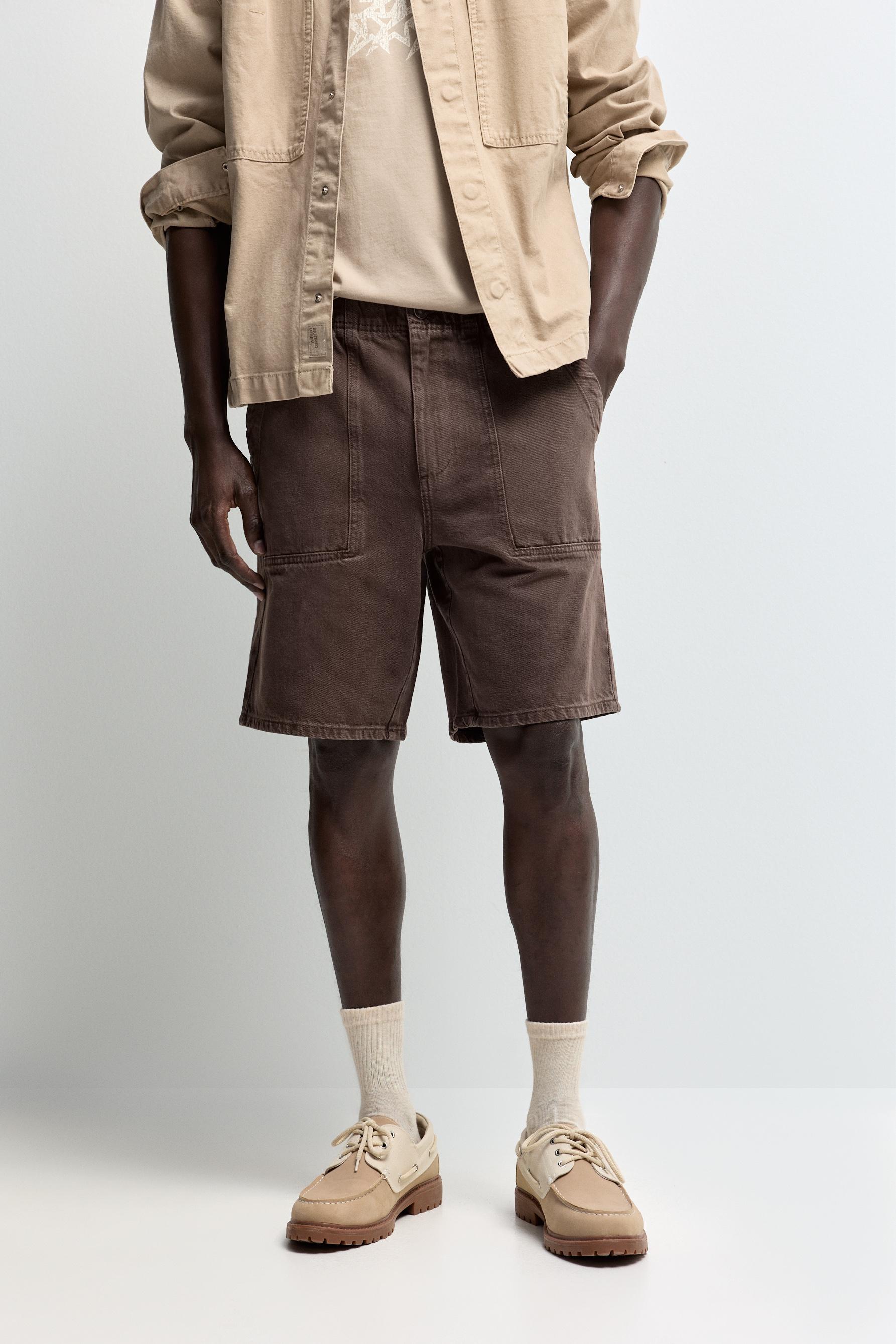 Bermuda denim bolsillos parche
