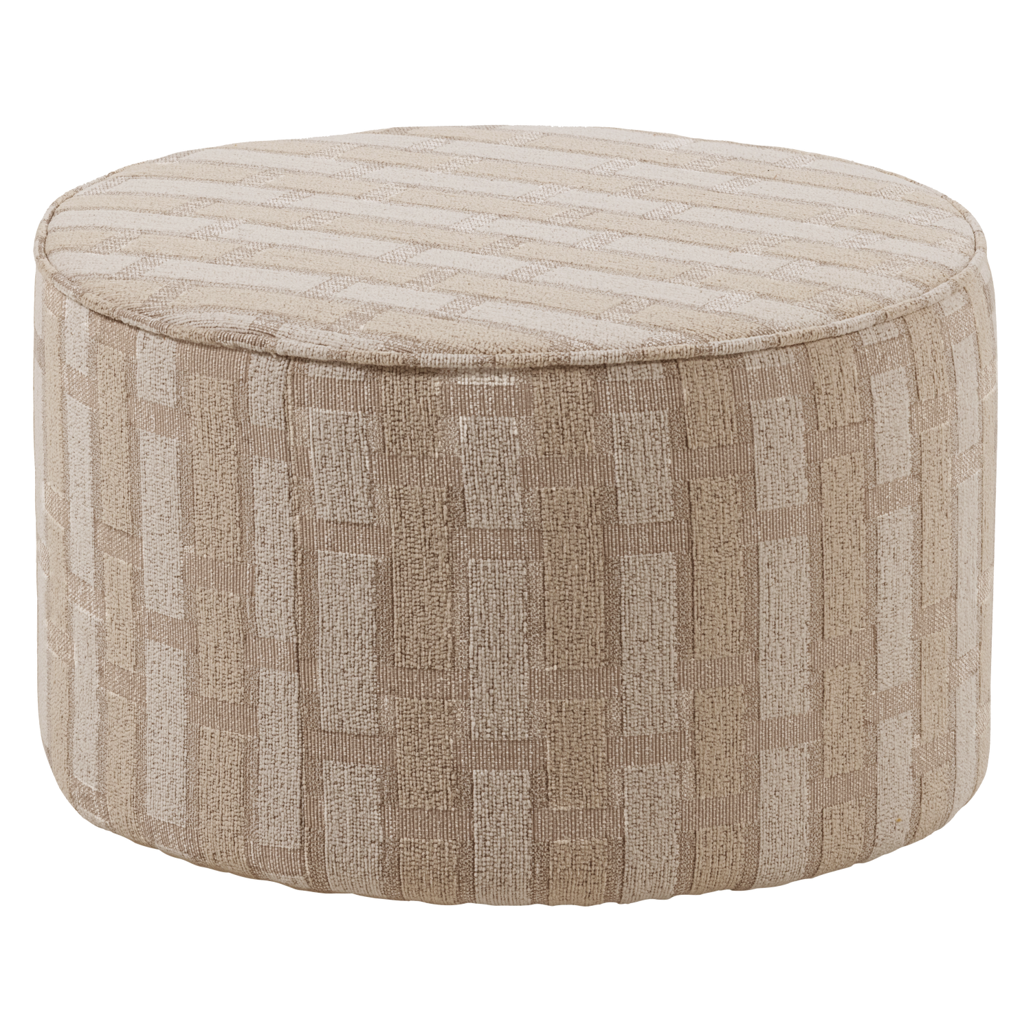 WOOOD poef laag dessin Sarli - Chenille - Naturel/Beige - 36x60x60