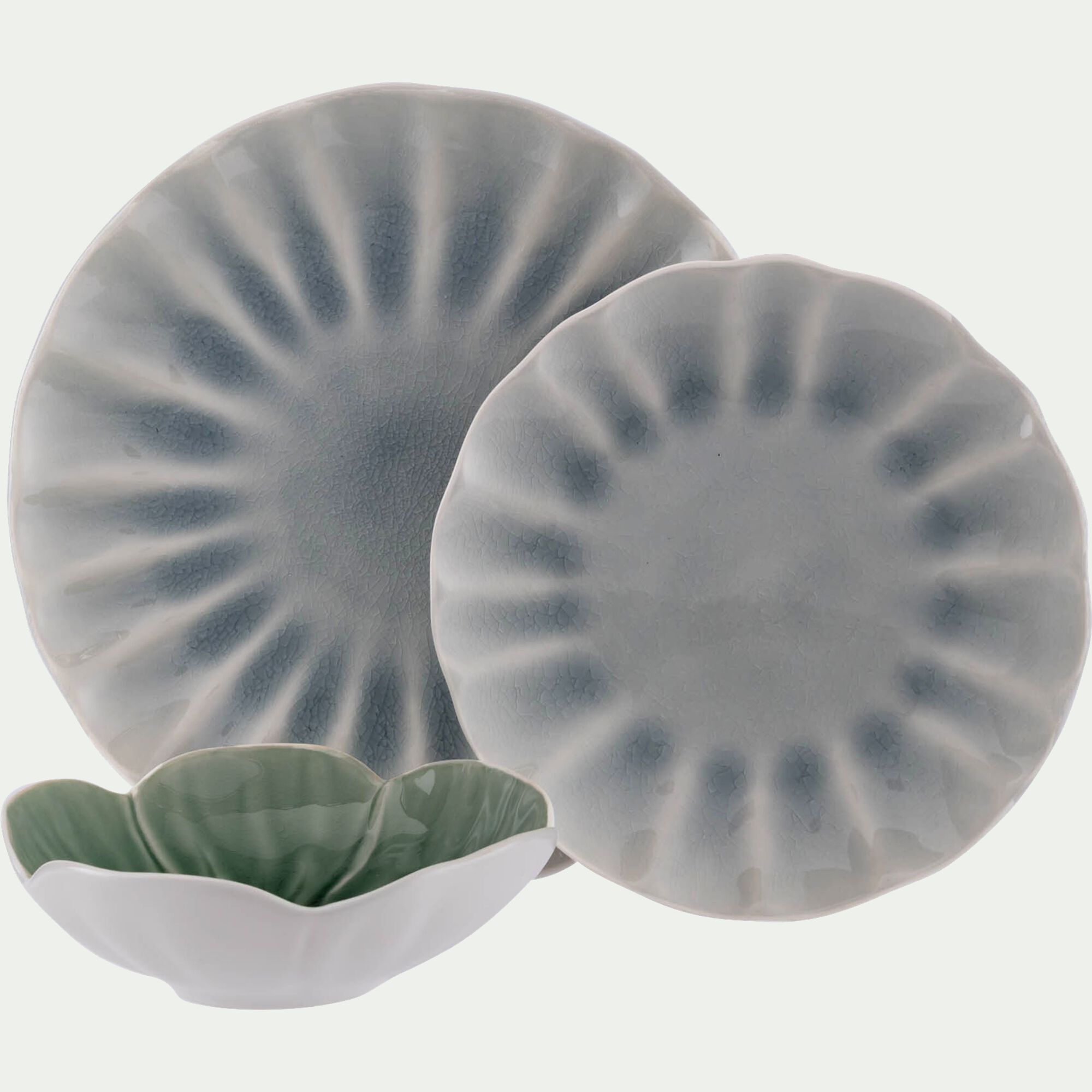 GIULIA - Assiette plate ondulée en grès D26,5cm - bleu