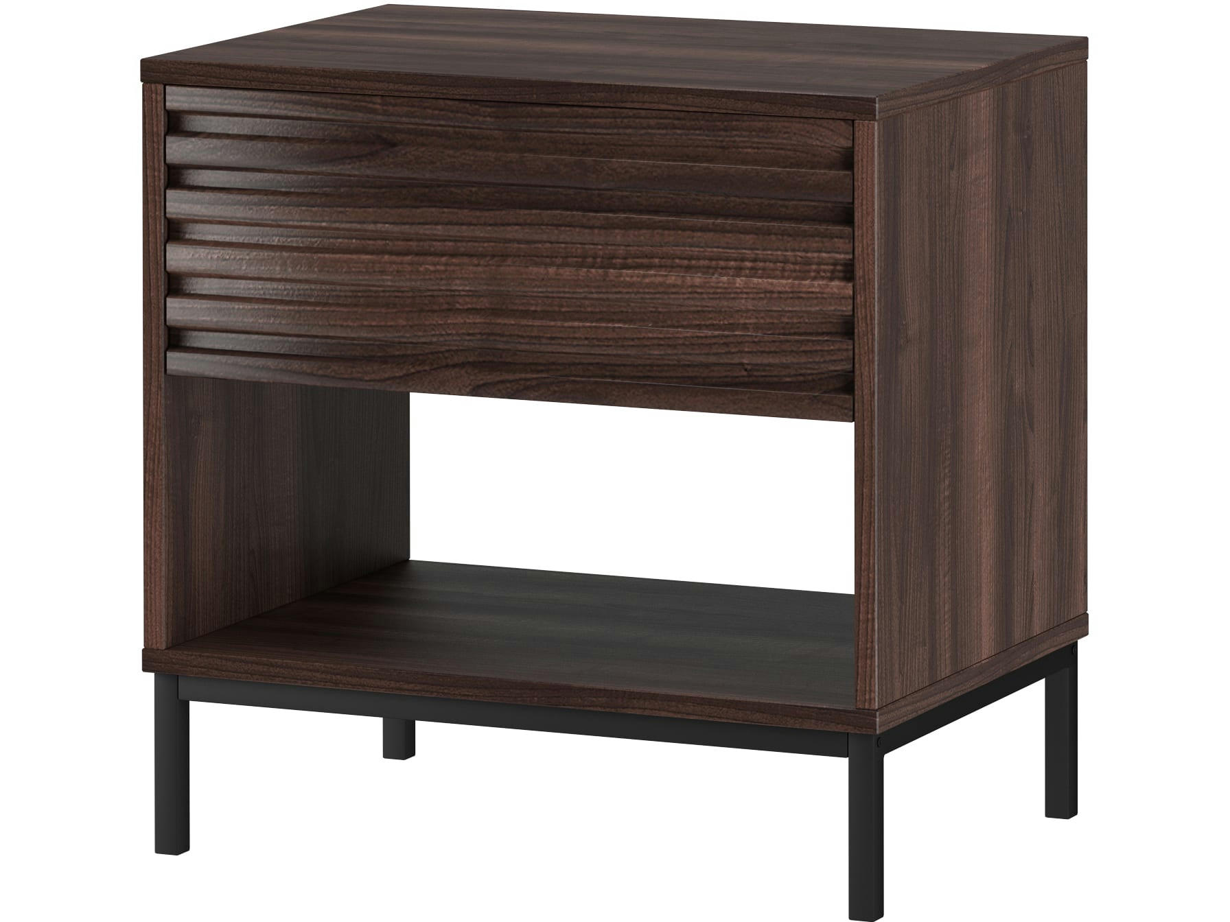 CELINE - Table de nuit avec 1 tiroir en aggloméré de bois noyer