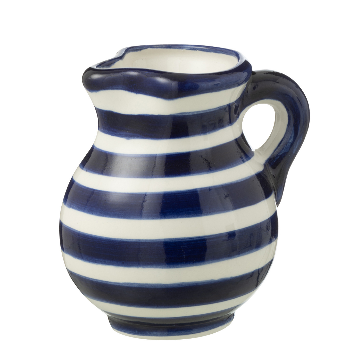 J-Line kruik Granada Stripes - keramiek - wit blauw - small