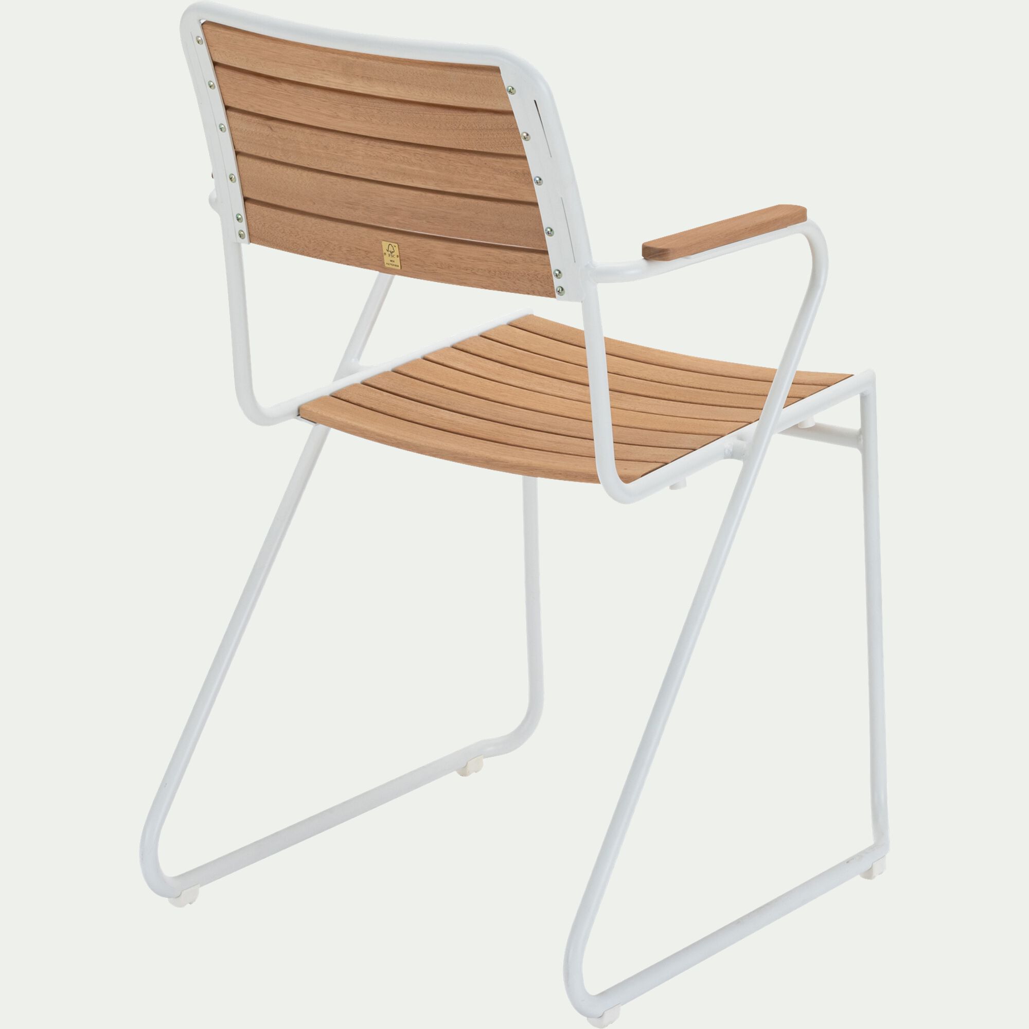 COLMARS - Chaise de jardin avec accoudoirs en aluminium et eucalyptus - blanc