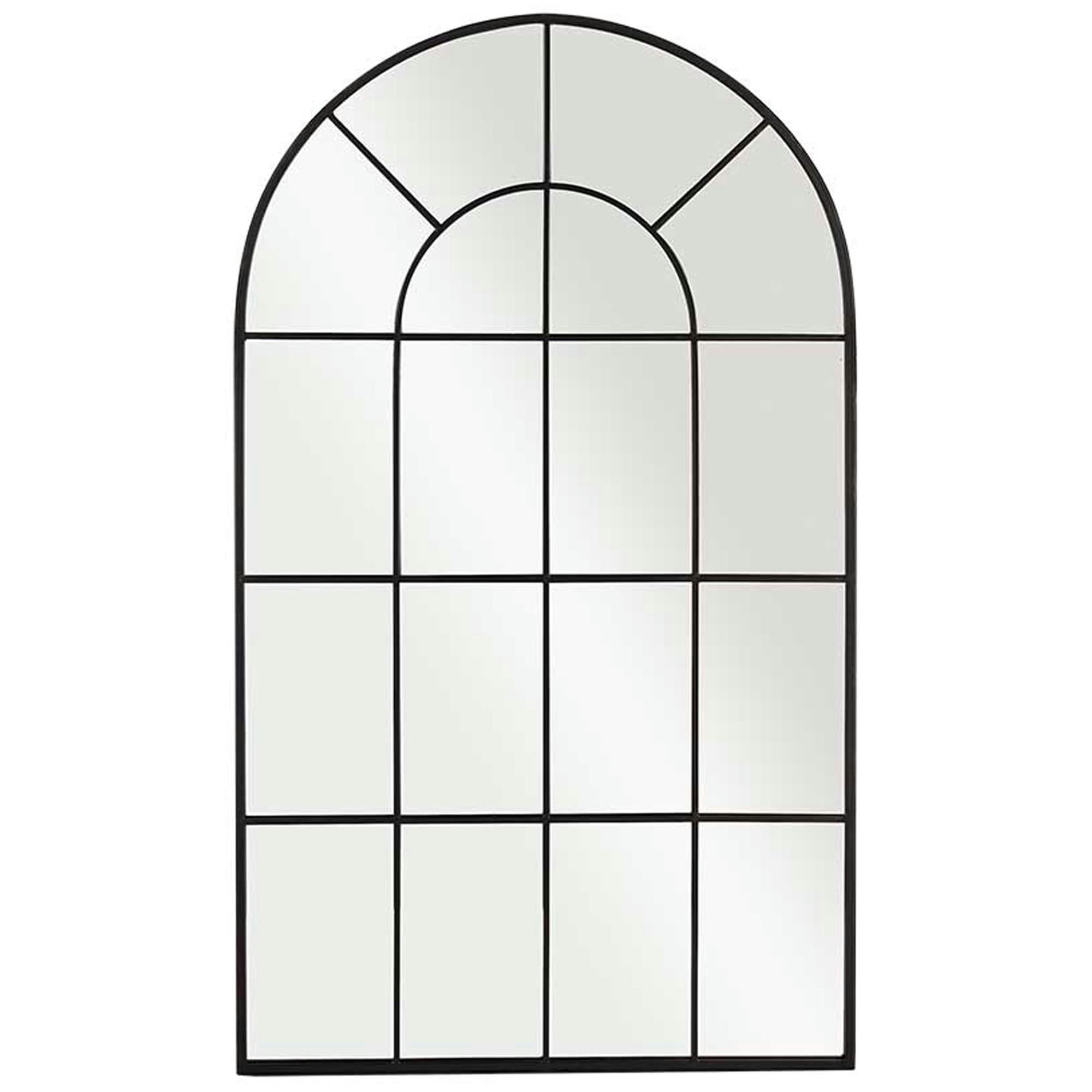 - Miroir mural fenêtre courbe métal noir 120x70cm