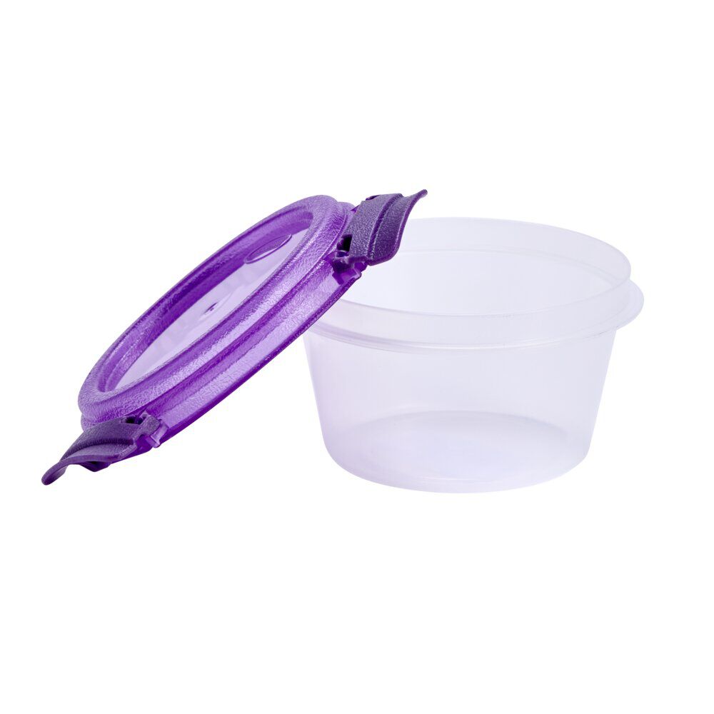 BoÎte alimentaire ronde 380ml Fresh System plastique transparent et violet Ø12xH7cm