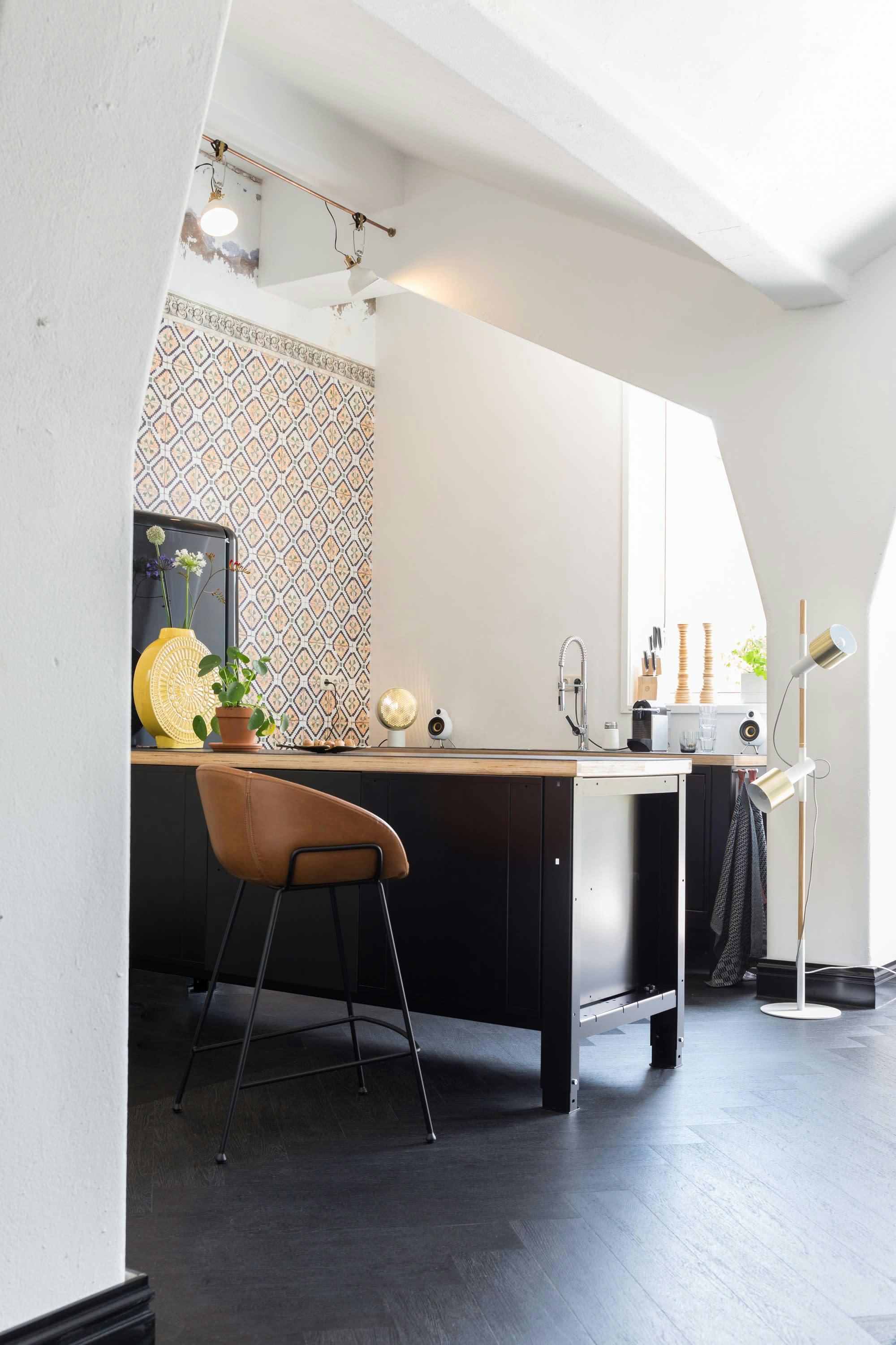 FESTON - Tabouret de comptoir en cuir marron