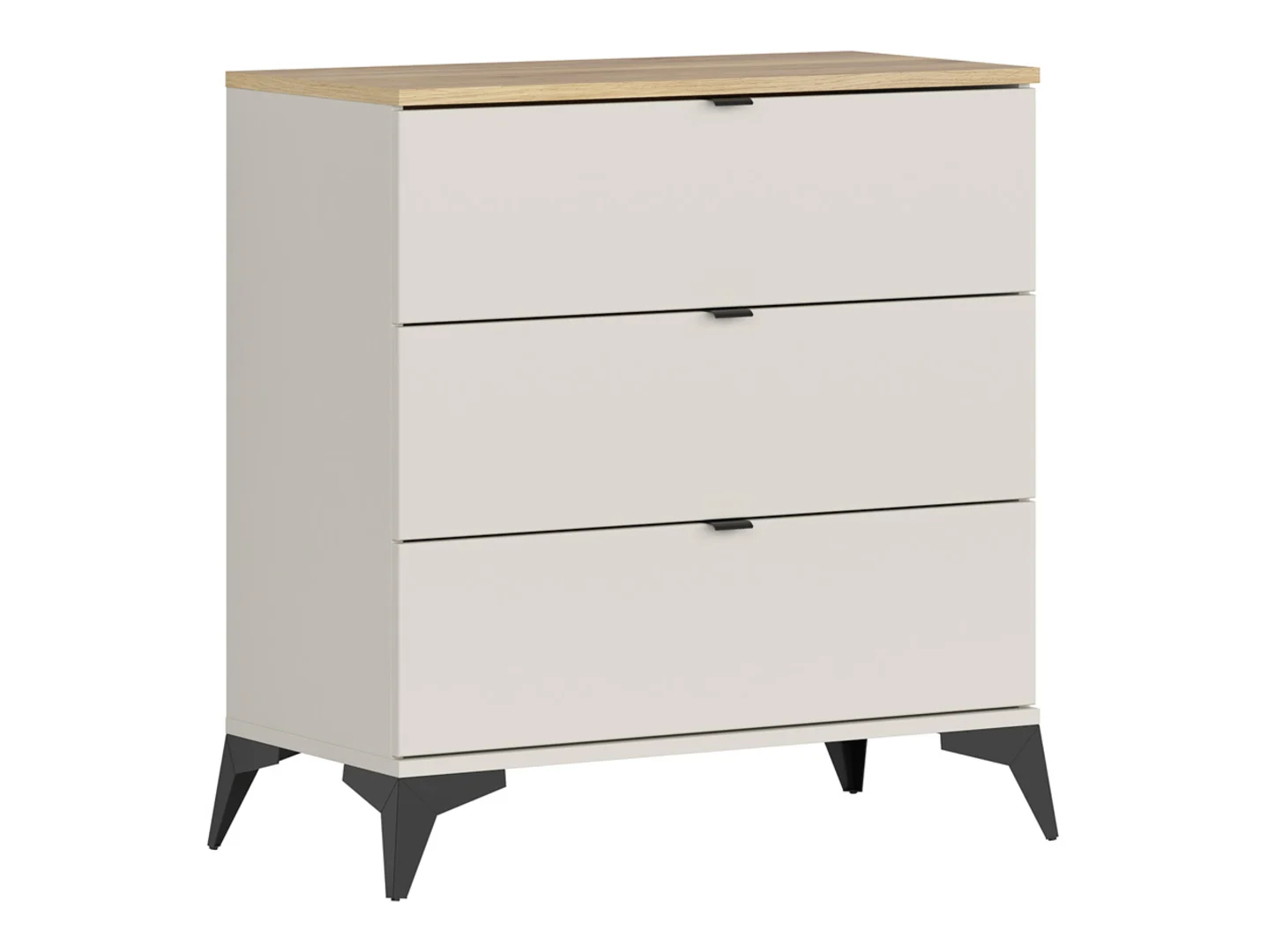 Komoda Glamour 85 cm z 3 szufladami kaszmir/dąb mauvella