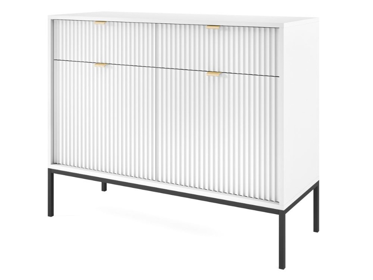 Biała komoda AMBER 104 cm z metalowymi nogami