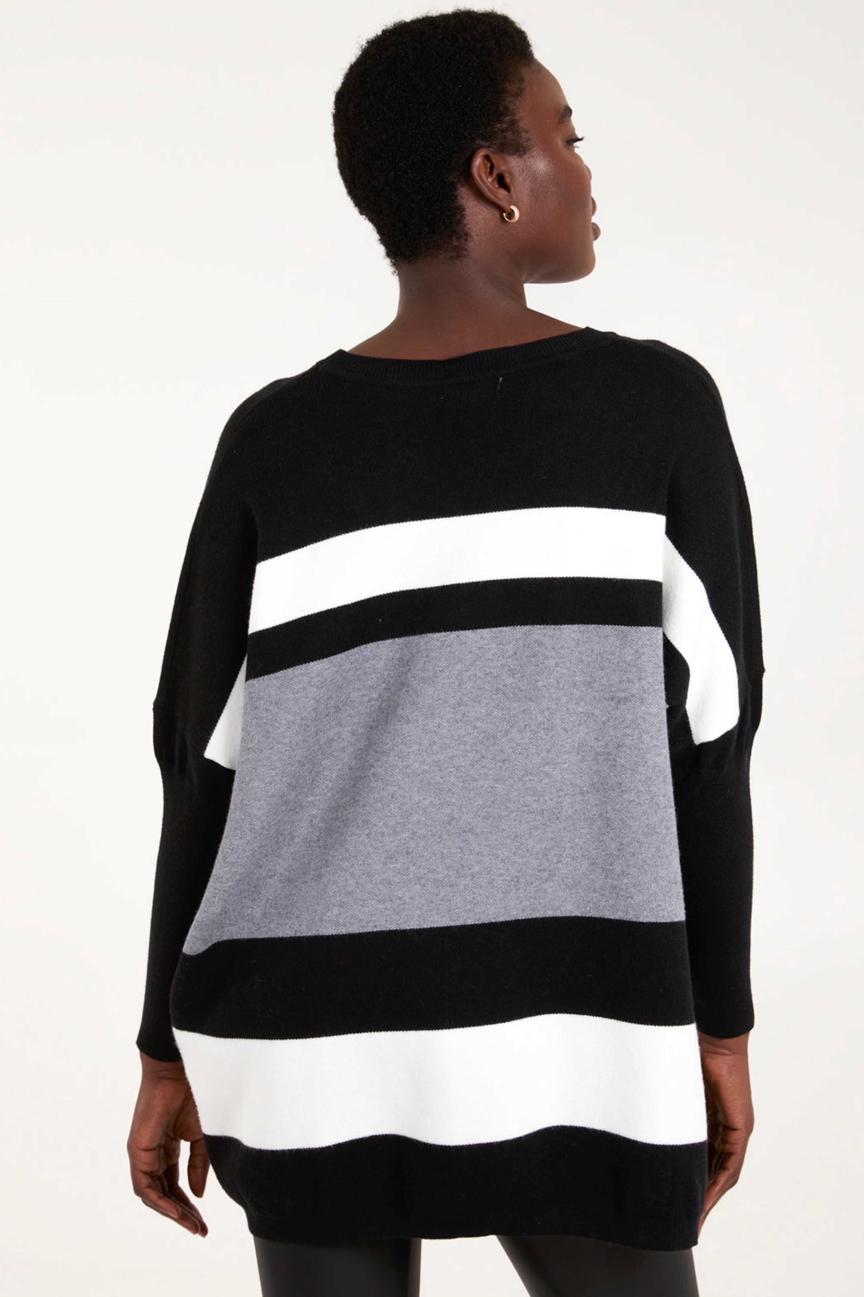 Blue Vanilla Grey Multi Stripe Colour Block Jumper