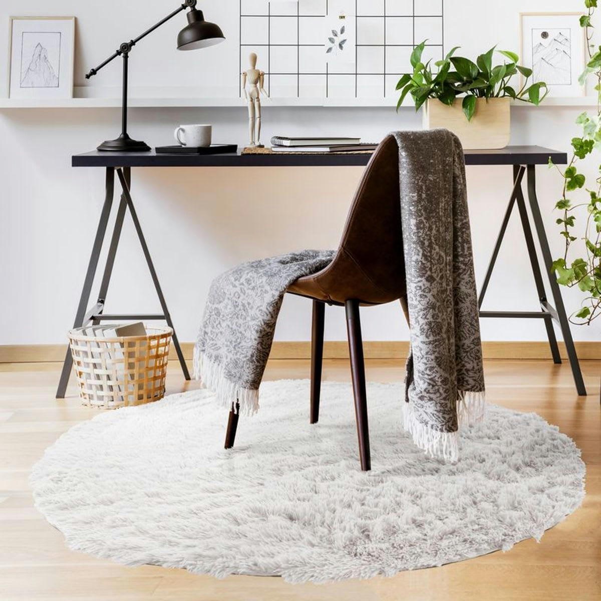 NEO - Tapis lavable à base fine et souple extra doux blanc diam.120