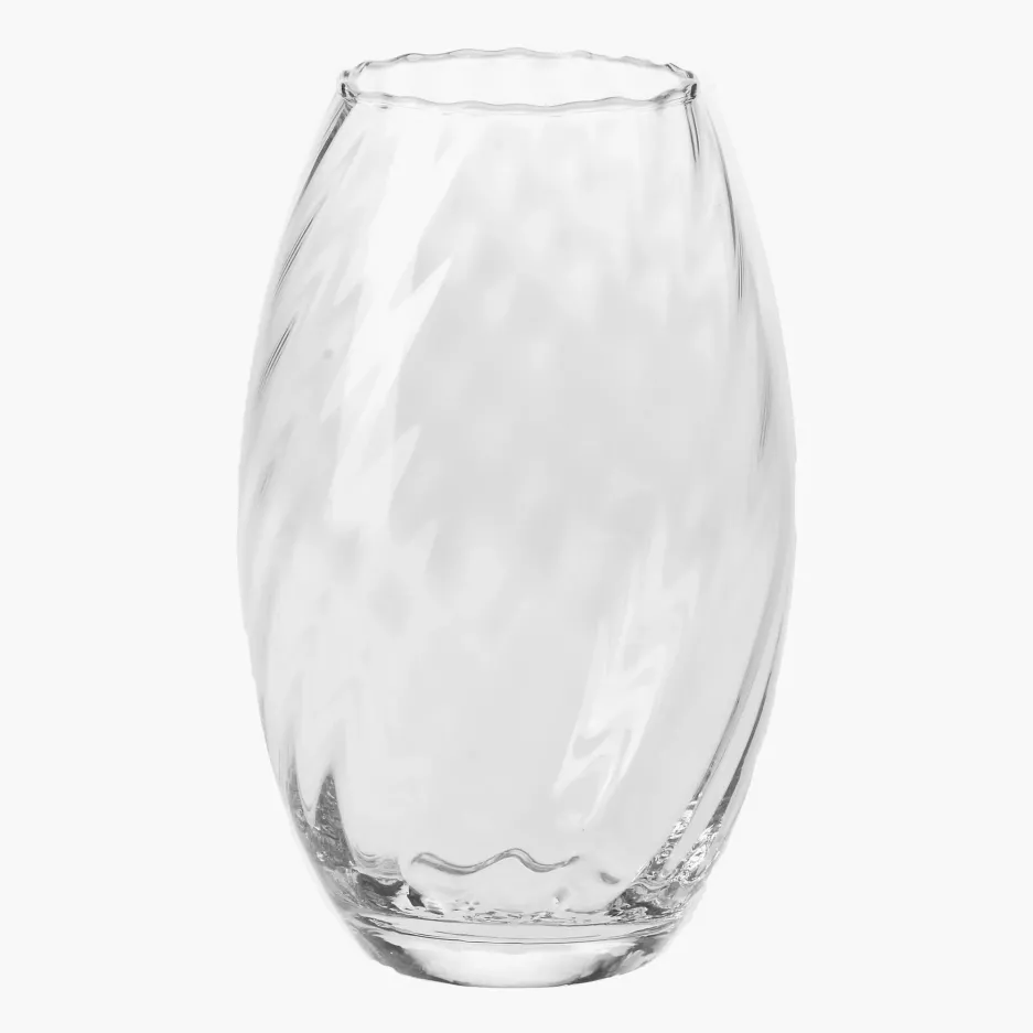 Wazon dekoracyjny na kwiaty owalny KROSNO 23.5 cm ryflowany transparentny