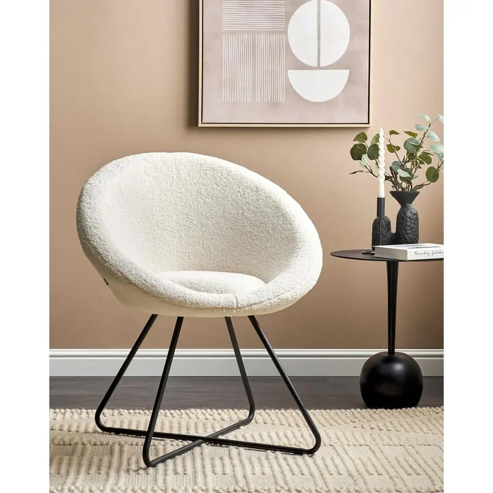 FLOBY II - Fauteuil - Cr&egrave;me - Boucl&eacute;