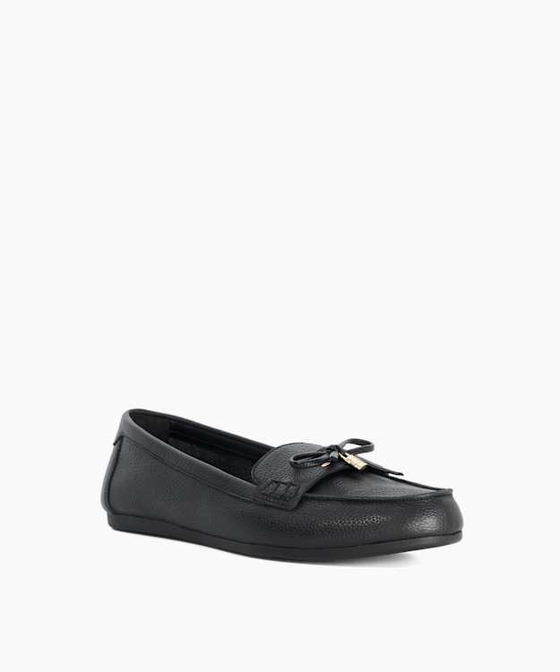 Girella Black - Leather Bow-Detail Loafers