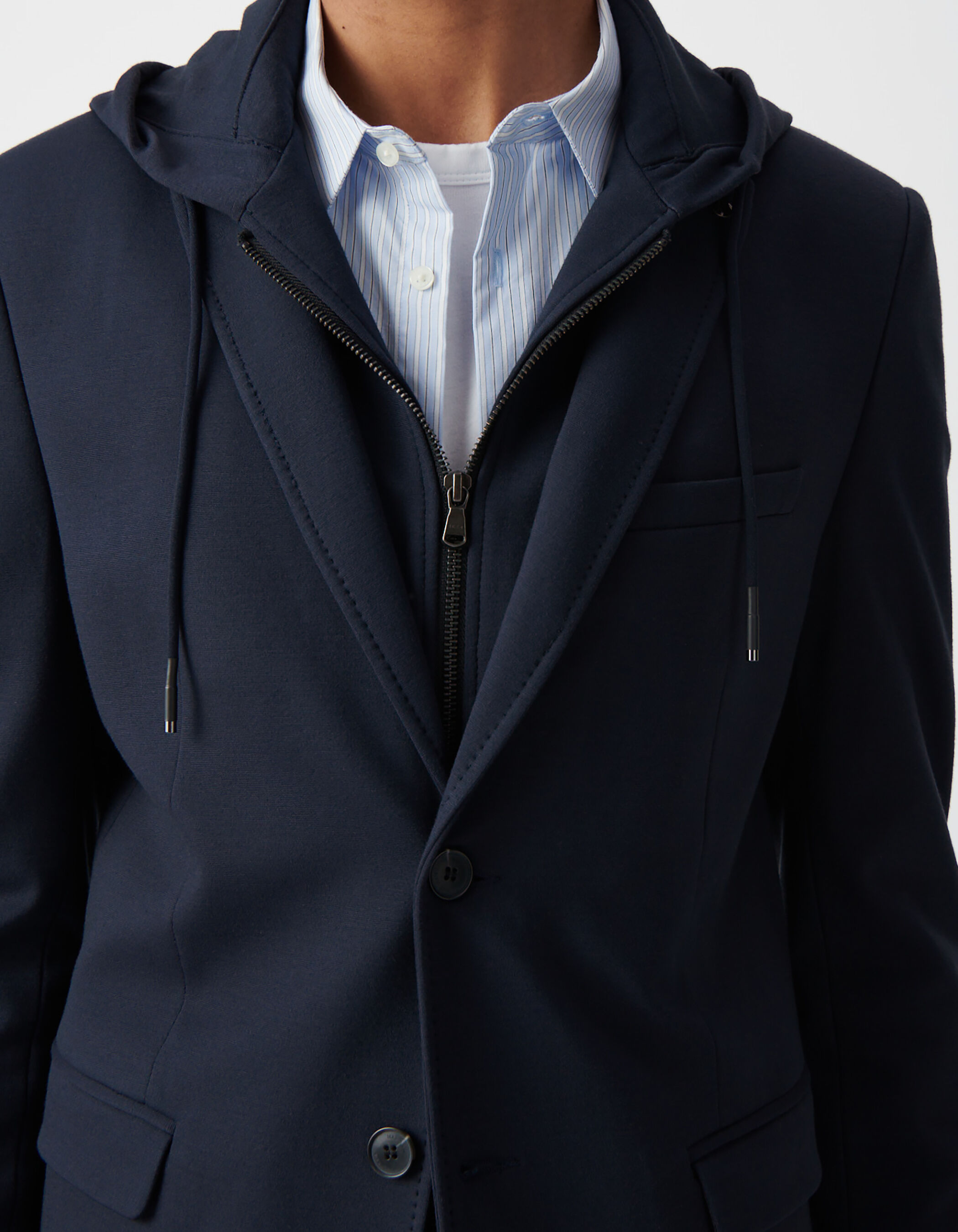 Veste marine avec parementure amovible Homme