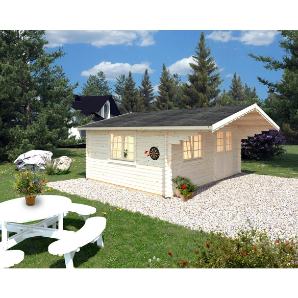 Blockbohlenhaus »Sally«, Holz, BxHxT: 577 x 267 x 390 cm (Außenmaße inkl. Dachüberstand)