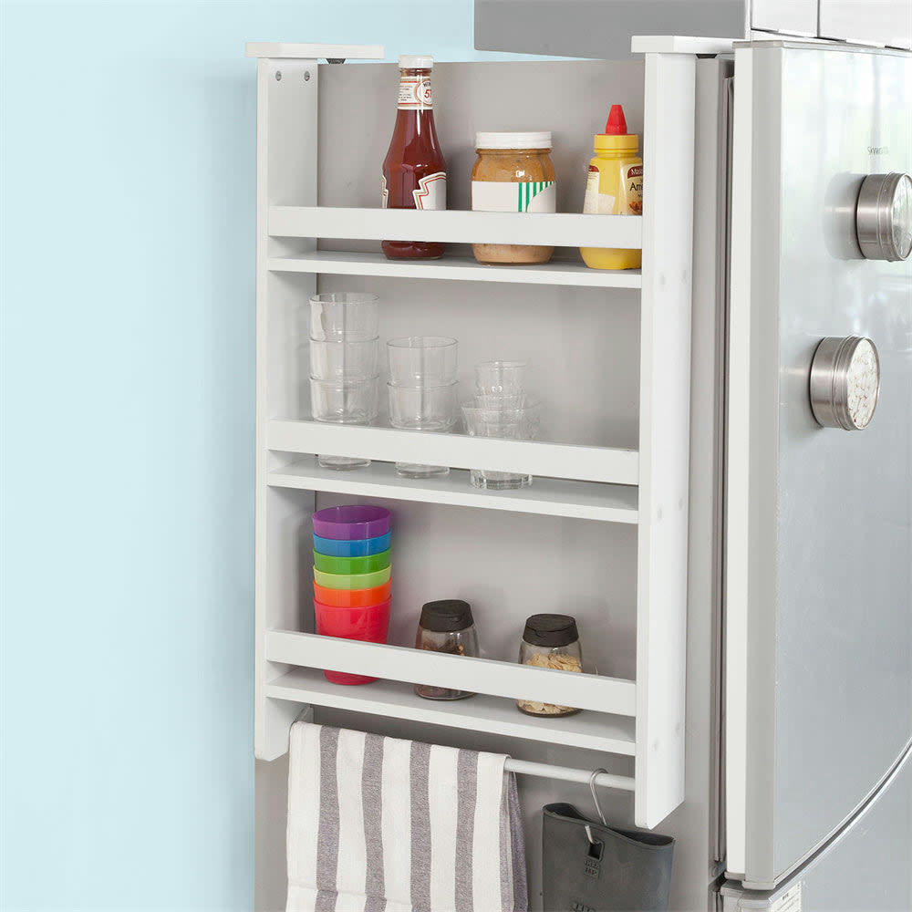 - Étagère blanche à suspendre pour réfrigérateur en bois