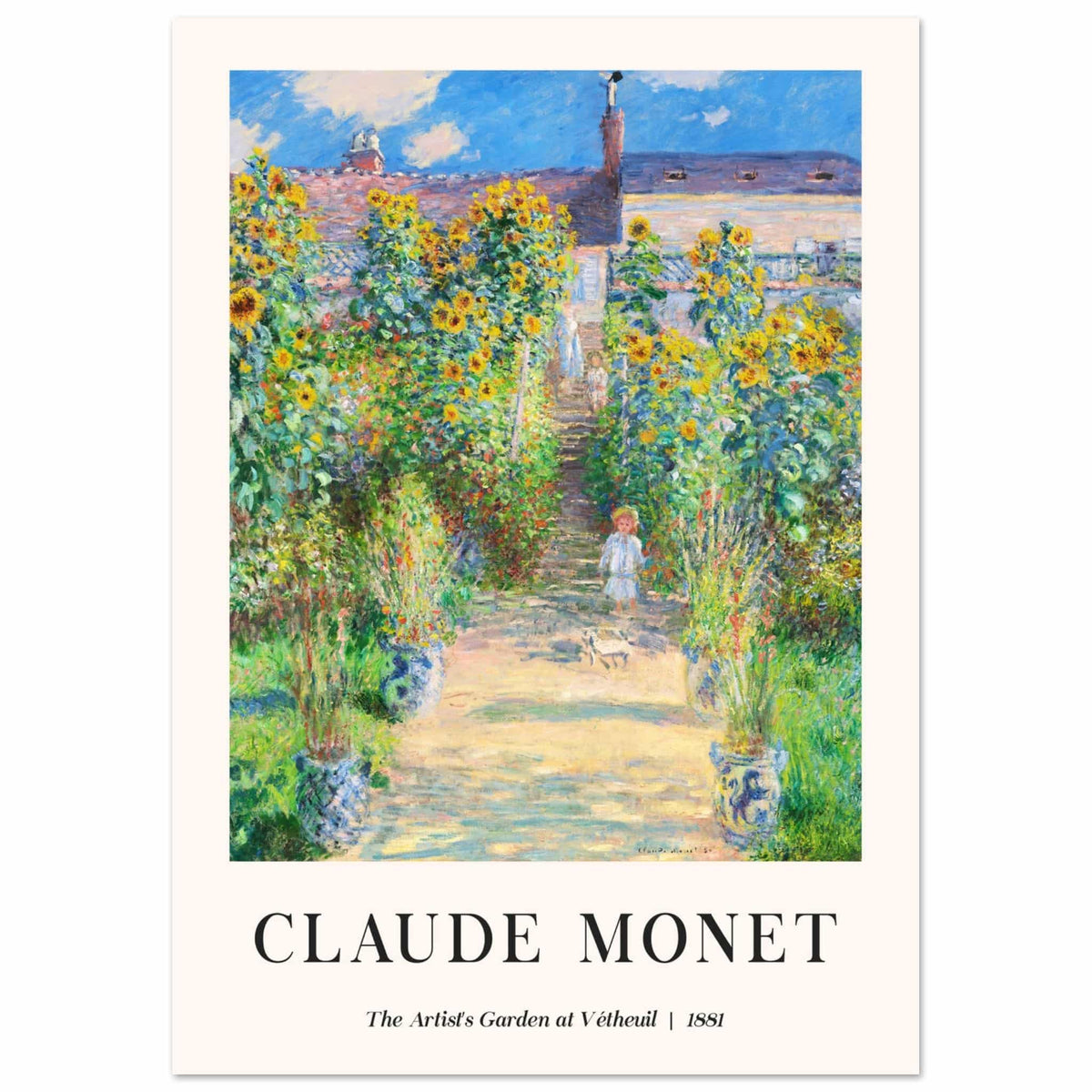 Artfulprints Poster Claude Monet - The artist's garden at Vétheuil  - A4 21x29.7 cm - Groen
