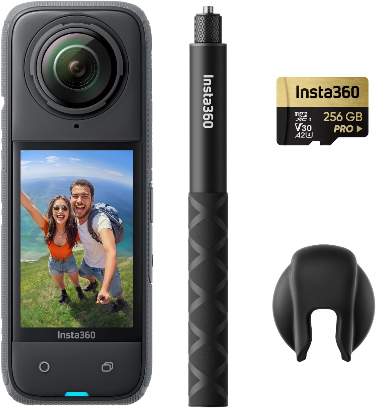 Insta360 X4 Get-Set Bundle - 8K Waterproof 360 Action Camera  4K Wide-Angle Video  Invisible Selfie Stick  Removable Lens Guards  135 Min Battery Life  AI Editing  Stabilization