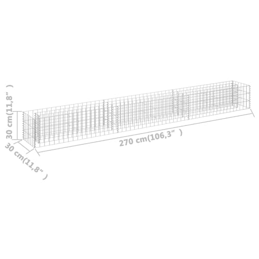 NNEVL Gabion Raised Bed Galvanised Steel 270x30x30 cm